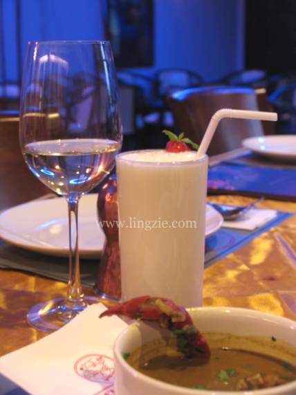 Gem Restaurant Lassi and White wine