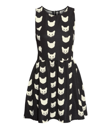 H&M cat print jersey dress