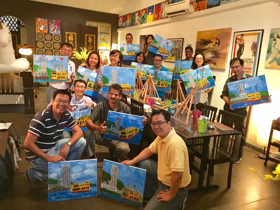 Artsy.Sip Penang, Paint & Sip, Teambuilding Activity, Penang Food Blog, Lingzie Food Blog